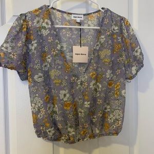 Nwt Superdown floral cropped shirt